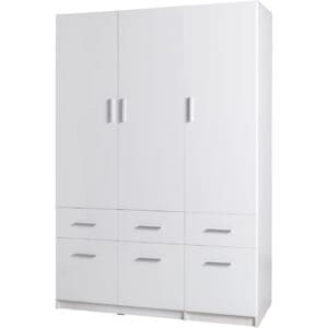 Šatní skříň 136cm PARMA 04 bílá alpská / bílý lesk