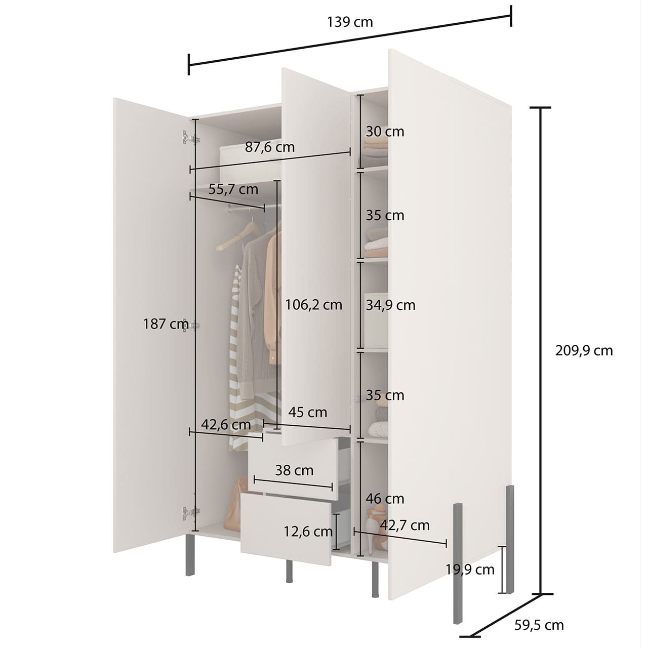 Šatní skříň JUKAN 19 kašmír - Obrázek 3