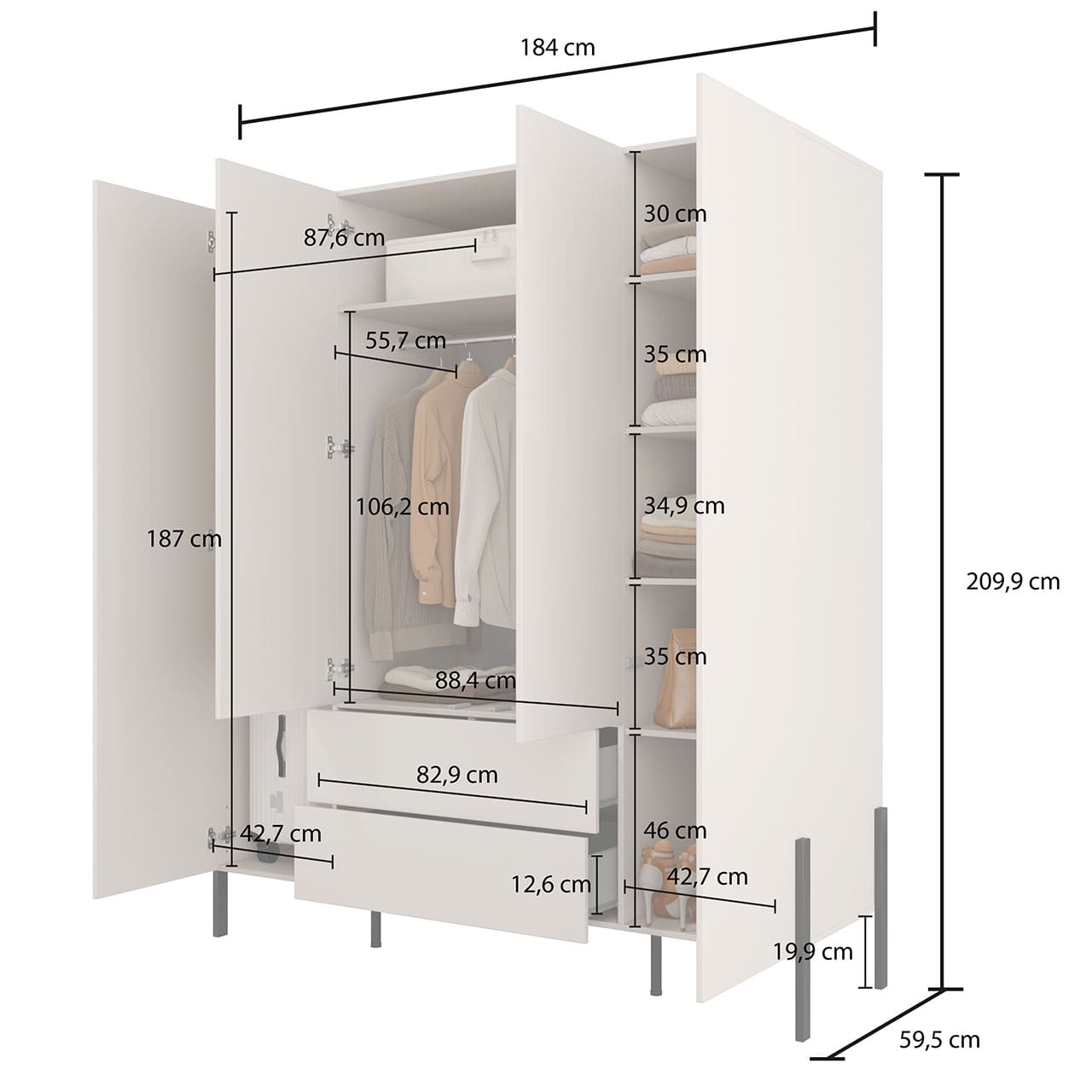 Šatní skříň JUKAN 20 kašmír - Obrázek 3