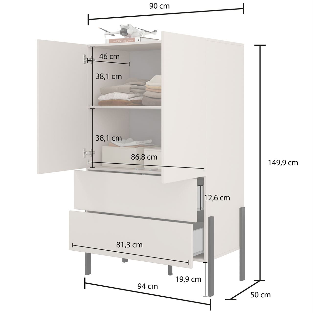 Skříň se šuplíky JUKAN 38 kašmín - Obrázek 3