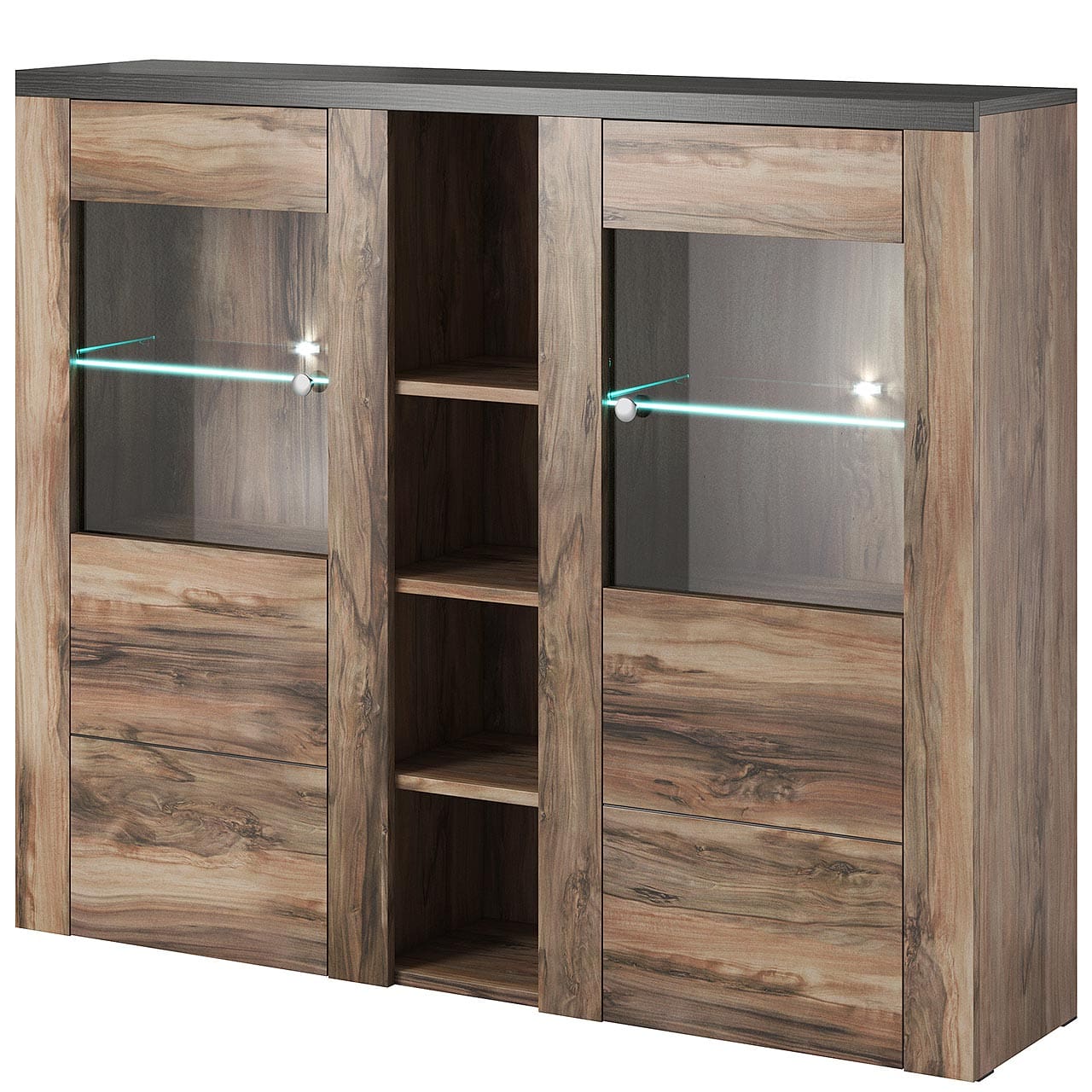 Vitrína LORAN LO46 satin nussbaum / touchwood