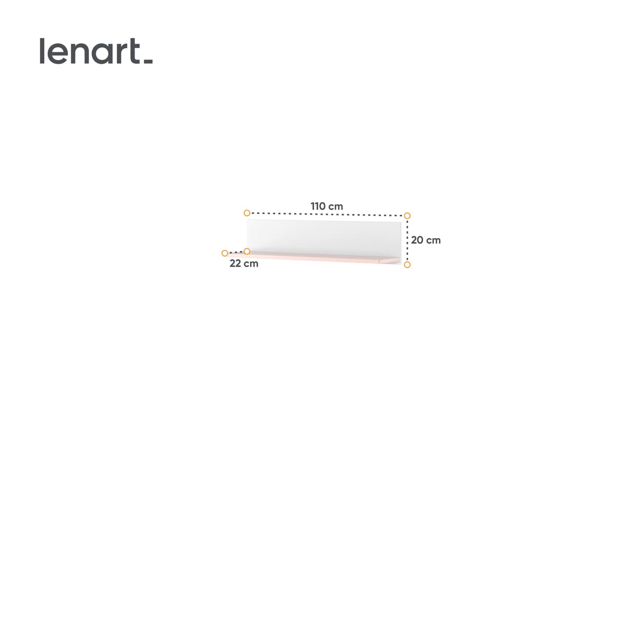 Závěsná police 110 bílá/růžová LUNA LN14 - Obrázek 3