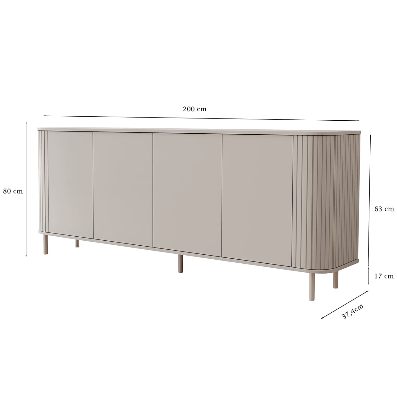 Komoda 4D 200 ZENO Kašmír / Černá - Obrázek 2