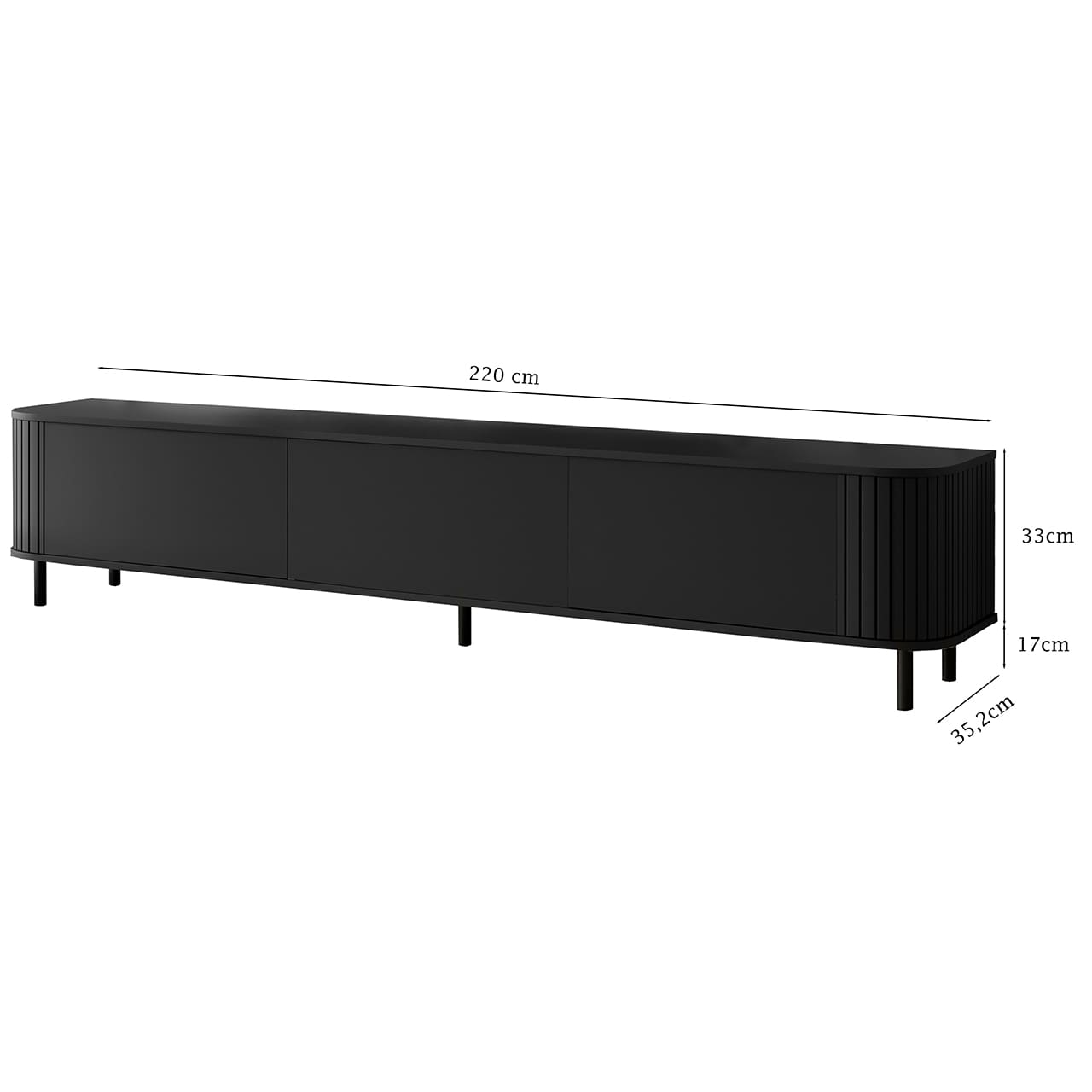 Komoda RTV 220 3K ZENO černá / černá - Obrázek 2