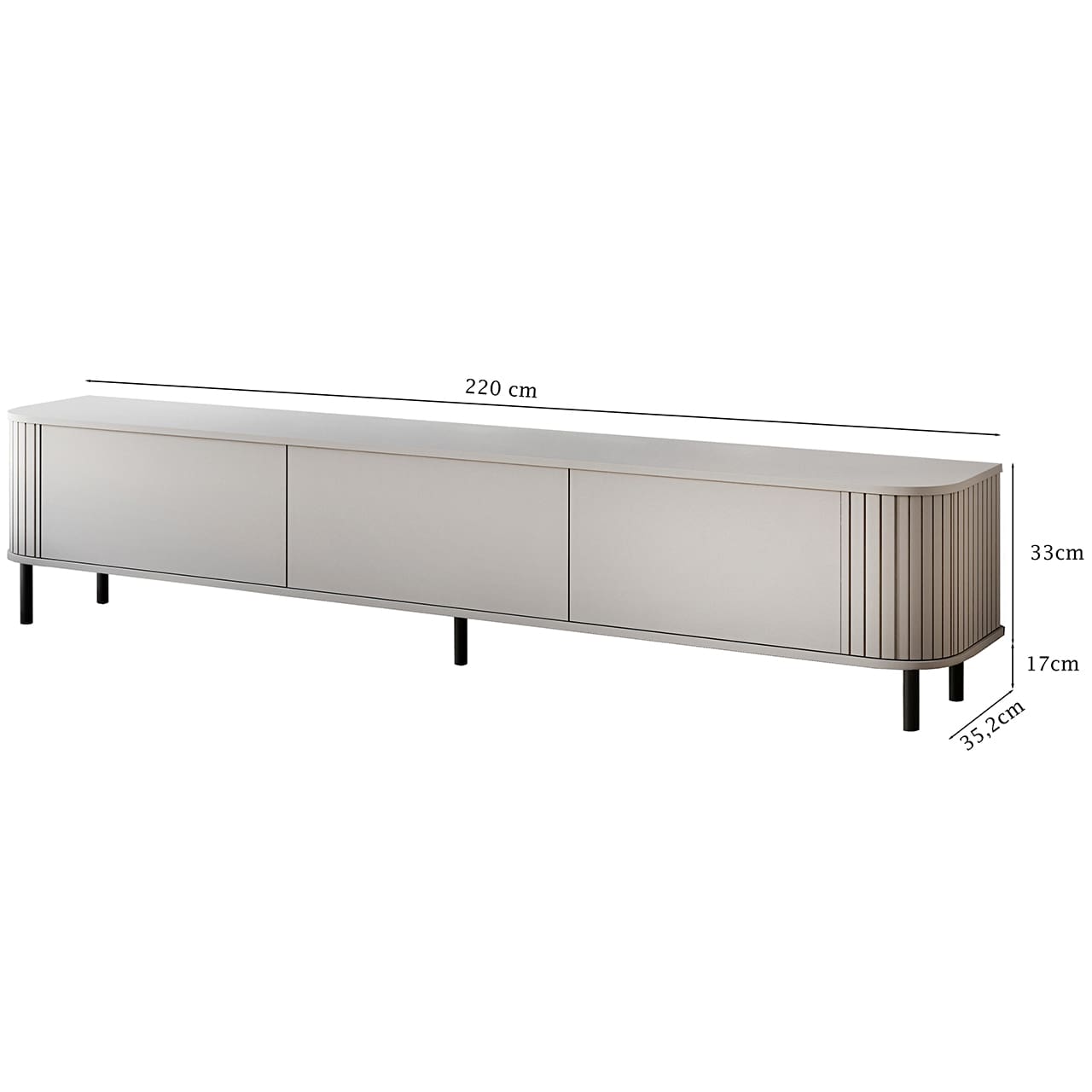 Komoda RTV 220 3K ZENO kašmír / kašmír - Obrázek 2